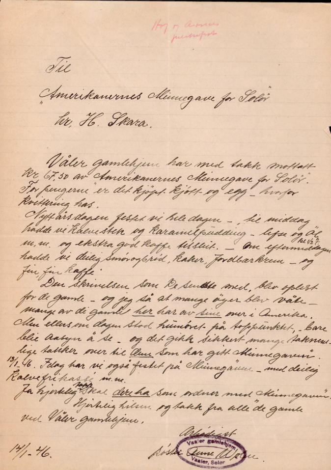 Foto av et gammelt håndskrevet brev